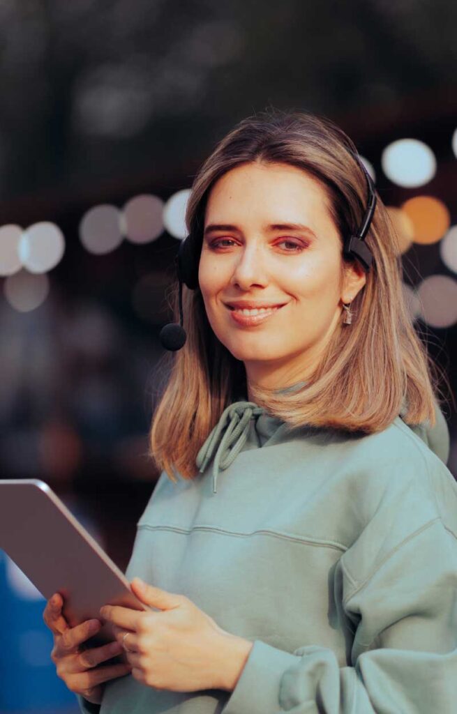 Professional event coordinator managing a live event at Wvec West Valley Events Complex, Phoenix, Arizona.